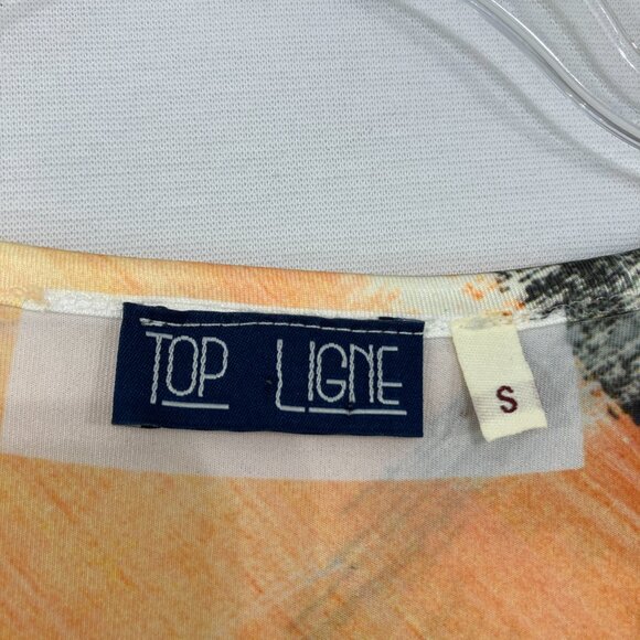 Top Ligne size Small Colorful Abstract Stretch Knit Mesh Accents Artsy Blouse - Picture 2 of 12